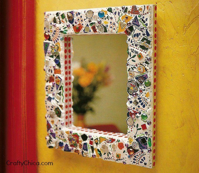 Wall Mirror: Trinket Mosaic Frame Maximalist, Eclectic Boho Decor.