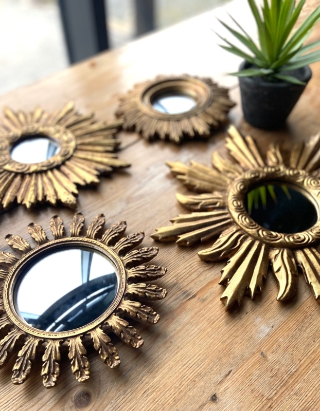 Wall Mirror Trio Burnished Finish Matte vintage style set