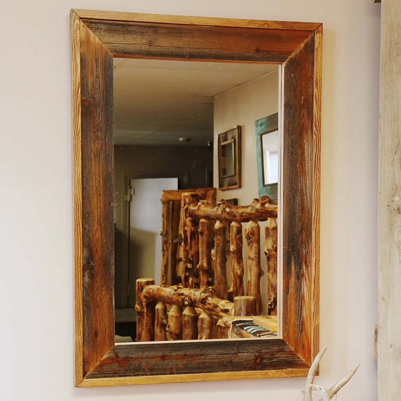 Wall Mirror Twig Frame with Molded Pinecone Accents Nature Inspired