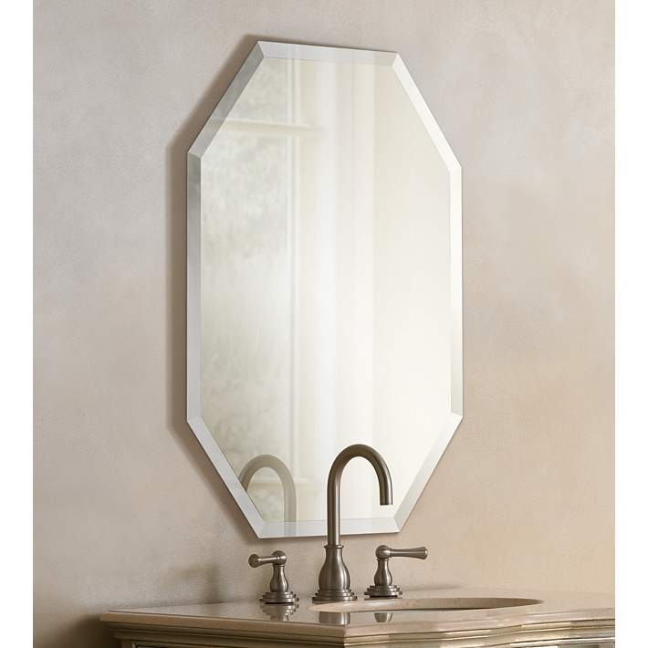 Wall Mirror Vertical Frameless Beveled Glass Transitional Entryway