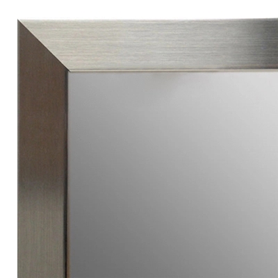 Wall Mirror Wide Profile Frame, Brushed Satin Nickel Look, Mitered