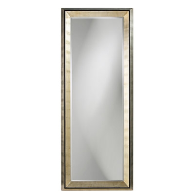 Wall Mirror Wide Wood Frame Warm Brown Finish Transitional Farmhouse