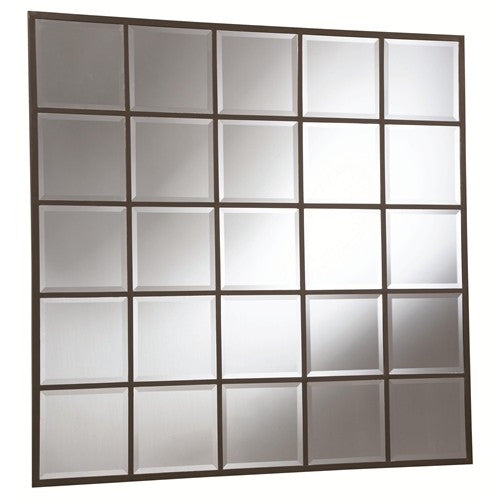 Wall Mirror Windowpane Grid Pattern Matte Black Farmhouse