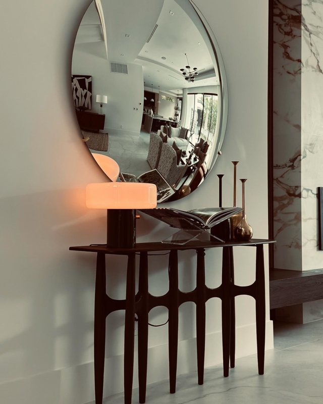 Wall Mirror with Convex Smoked Glass, Dramatic Entryway Decor