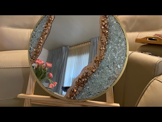 Wall Mirror with Cream Sculptural Dripping Resin Frame