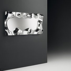 Wall Mirror with Unique Folded Glass Frame and Geometric Border