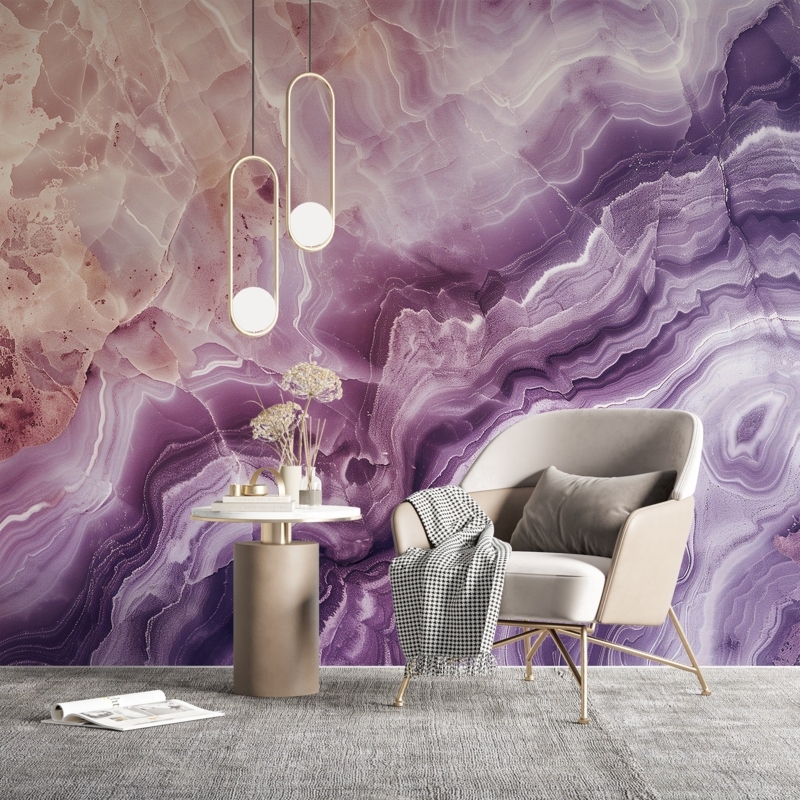 Wall Mural Abstract Alcohol Ink Pattern Gold Veining Decor