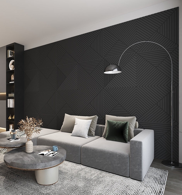 Wall Panels: Matte Finish Geometric 3D Relief with Acoustic Look