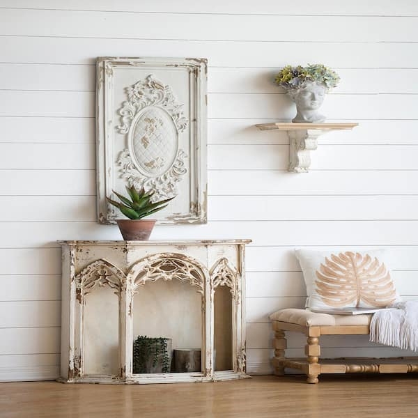 Wall Sculpture Large White Metal Geometric Grid Pattern Minimalist
