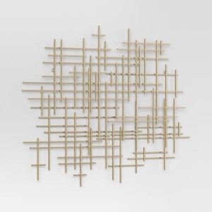 Wall Sculpture Mid-Century Geometric Grid Circular Nodes