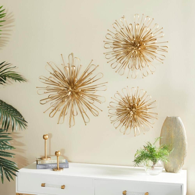 Wall Sculptures Set of 3 Starburst Orb Detailing