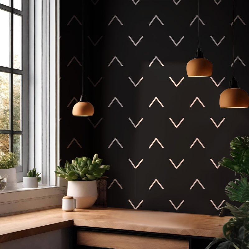 Wallpaper: Hand-Drawn Black and White Chevron Peel and Stick