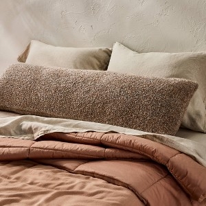 Warm Brown Boucle Lumbar Pillow Textured Accent
