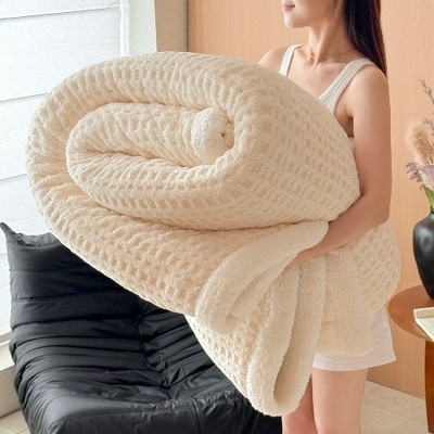 Warm Fleece Blanket Double Layer Artificial Lambswool Throws Blankets Sofa  Bed | eBay