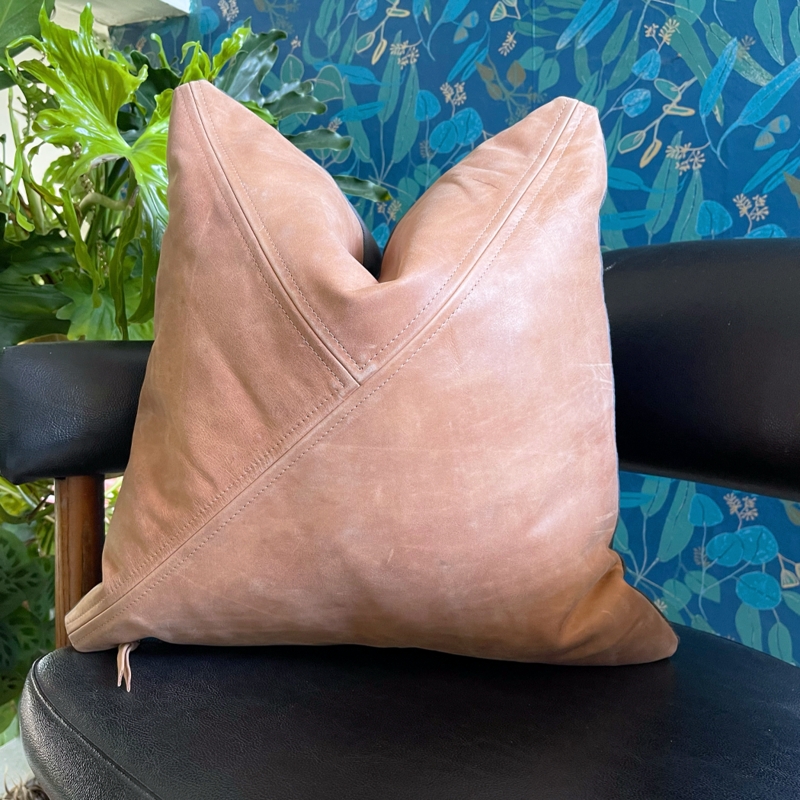 Warm Tan Pillow: Pebbled Faux Leather, Rustic Modern Pebbled Decor