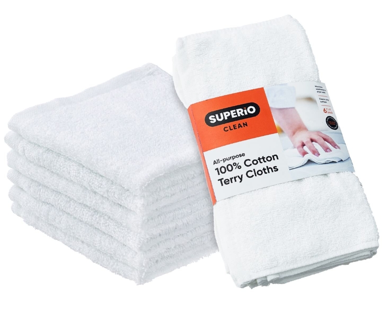 Washcloth Stack, Cotton Terry Cloth with Reinforced Edges.