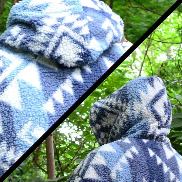 Wearable Blanket Hoodie Navy Blue Fleece Sherpa Lining Hooded