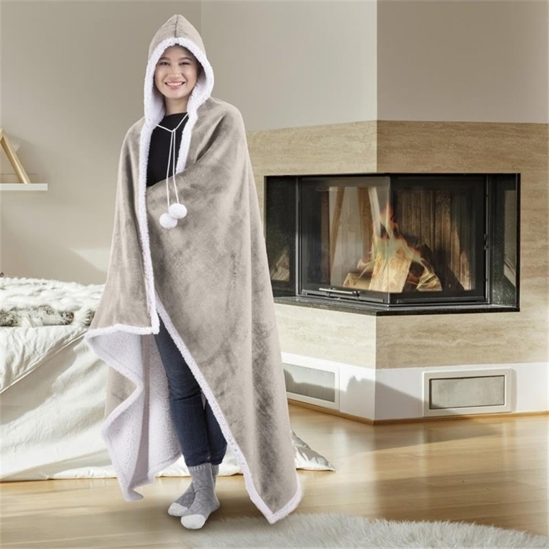 Wearable Blanket Oversized Sherpa Lined Microplush Hoodie