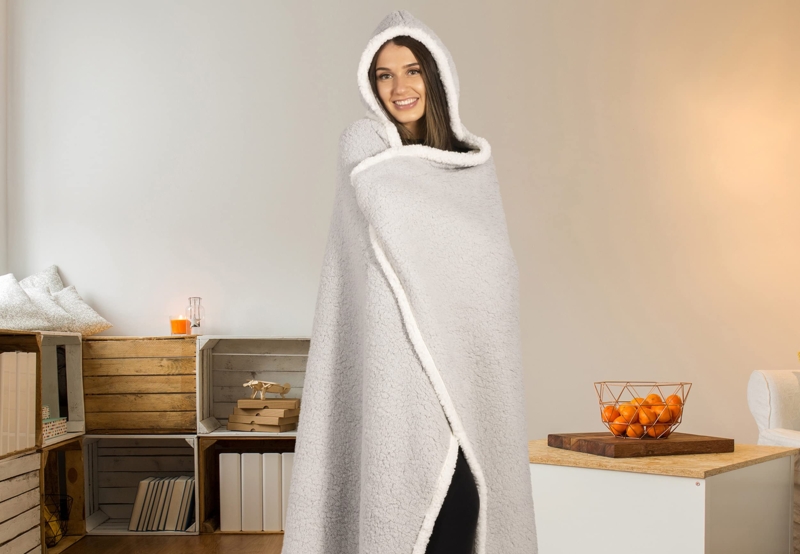 Wearable Blanket Sherpa Lining Kangaroo Pocket Winter Comfort Throw