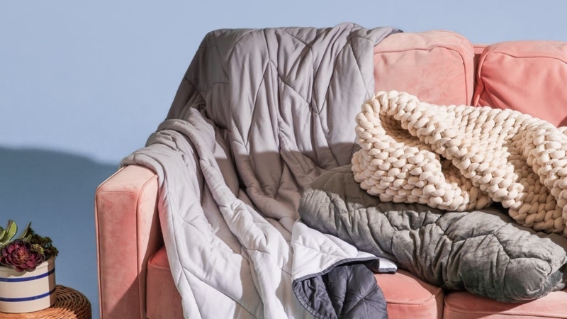 Weighted Blanket Collection with Variety of Textures and Chunky Knits