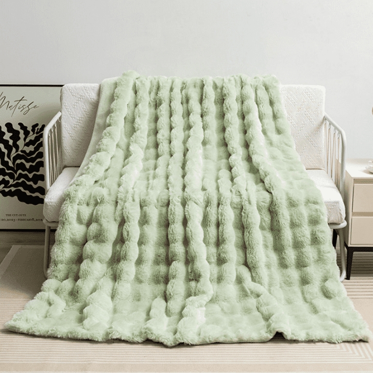 Weighted Blanket Cream Long Pile Faux Fur Heavy Sensory Blanket