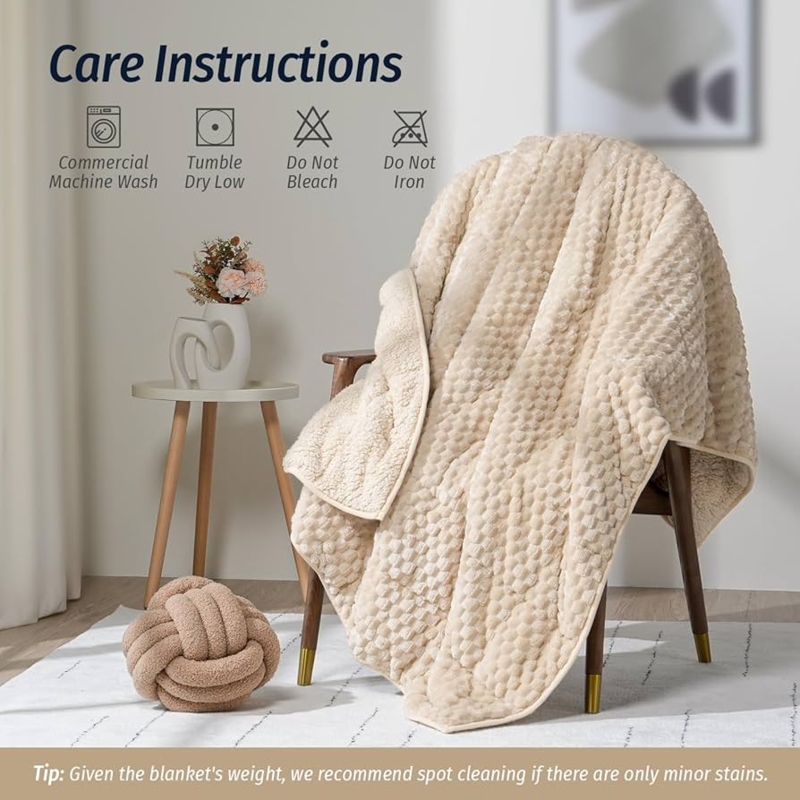 Weighted Blanket with Chunky Knit & Open Weave in Gray