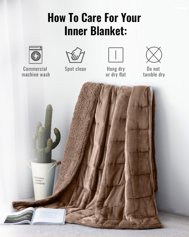 Weighted Blanket with Faux Fur & Sherpa Fleece in Brown