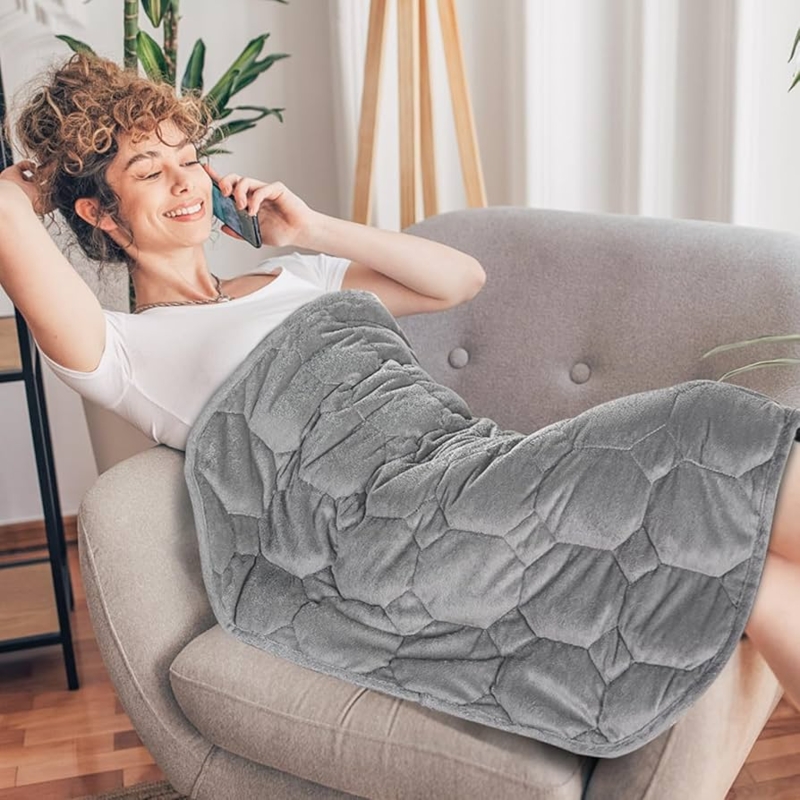Weighted Lap Blanket in Portable Size with Box-Quilted Design