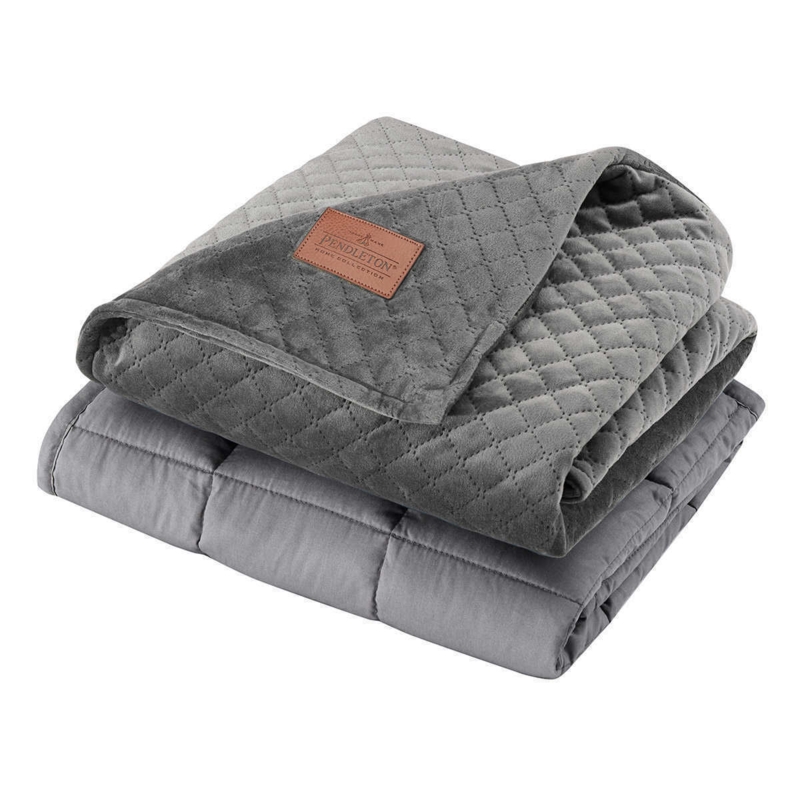 Weighted Lap Throw in Navy Velvet with Box Stitch Quilting