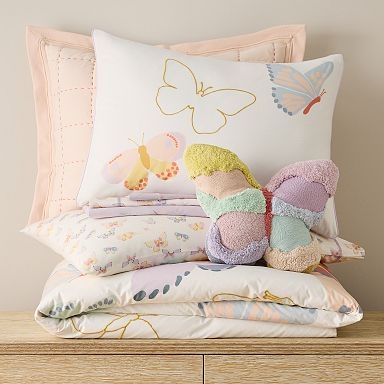 Whimsical Butterfly Throw Pillow with Cord Antennae