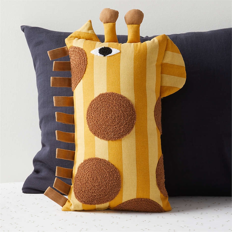 Whimsical Giraffe Face Throw Pillow with 3D Ears
