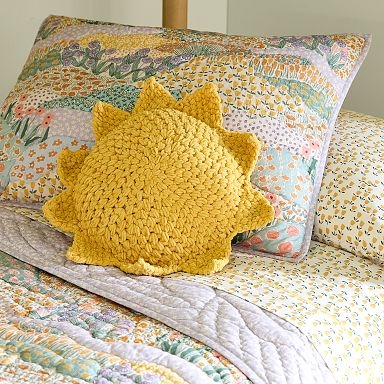Whimsical Mustard Yellow Sun Shaped Throw Pillow