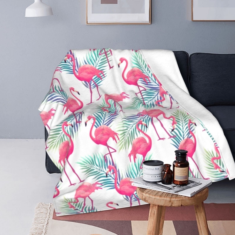 Whimsical Plush Throw Blanket with Vibrant Pink Flamingos