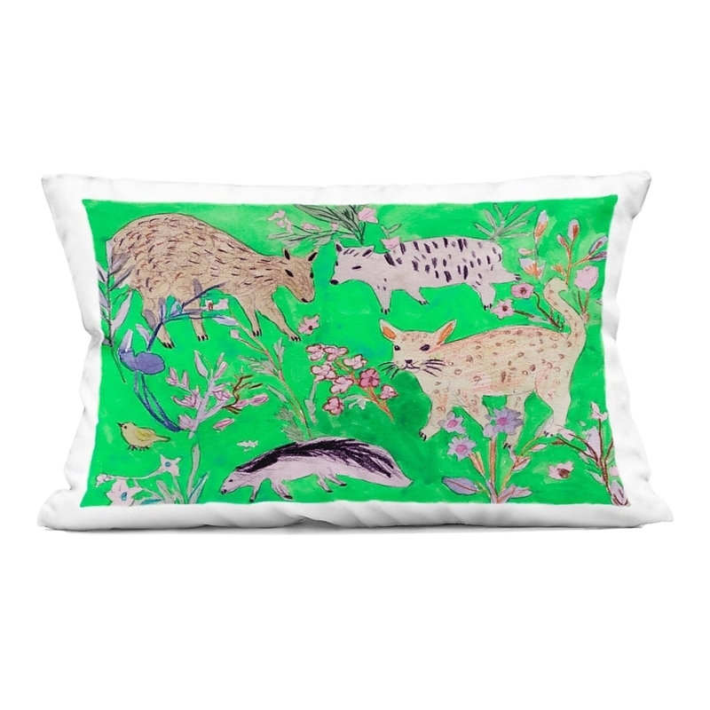 Whimsical Woodland Nursery Decor Pillow with Fox and Wildflowers