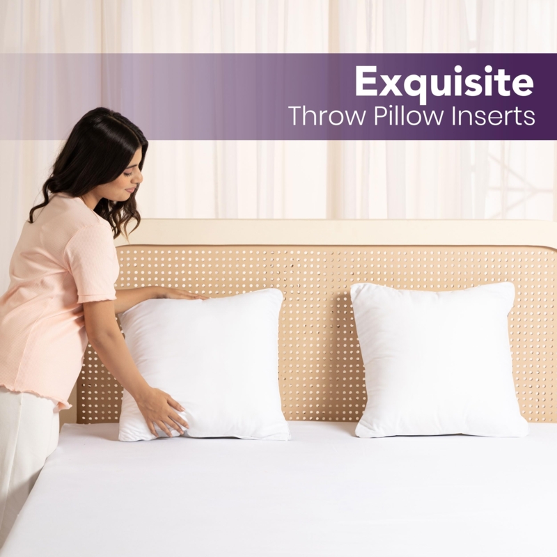 White Pillow Insert with High Loft and Square Shape.