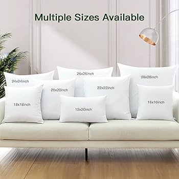 White Square Pillow Insert, Cotton Cover, Piped Edges.