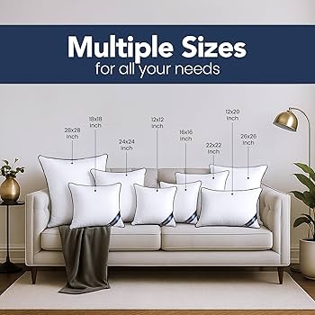 White Throw Pillow Inserts with High Loft Fill for Cushion Stuffers.