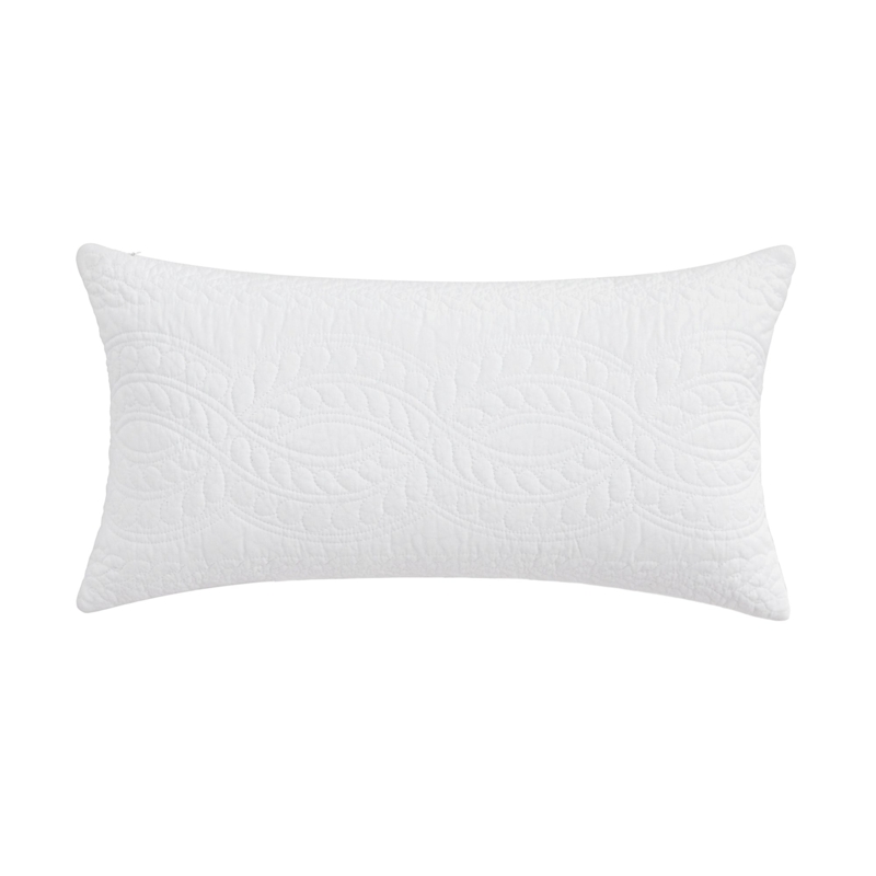 White Tufted Geometric Boho Chic Lumbar Pillow