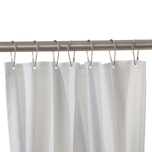 White Vinyl Shower Curtain with Grommet Top, Waterproof