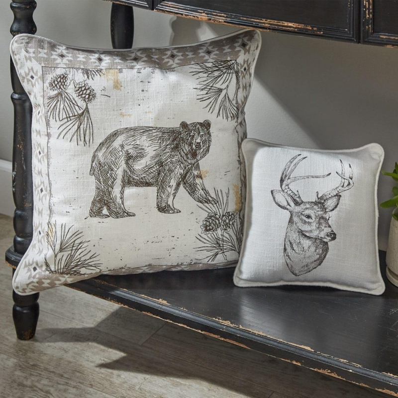 Wildlife Themed Cabin Bedding Throw Pillows with Rust Accents