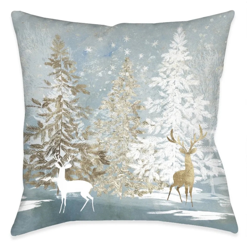 Winter Landscape Throw Pillow: Linen-Like Fabric, Cozy Style.