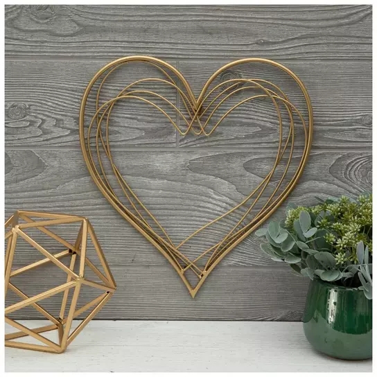 Wire Wall Decor with Heart Silhouette and Scrollwork Detail
