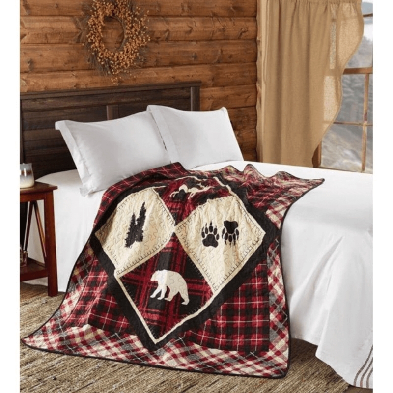 Woven Diamond Throw Blanket Fringed Navy Cream Rustic Cabin Decor