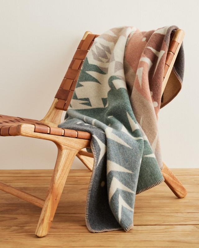 Woven Striped Beach Blanket with Fringe Tassels, Coastal Style