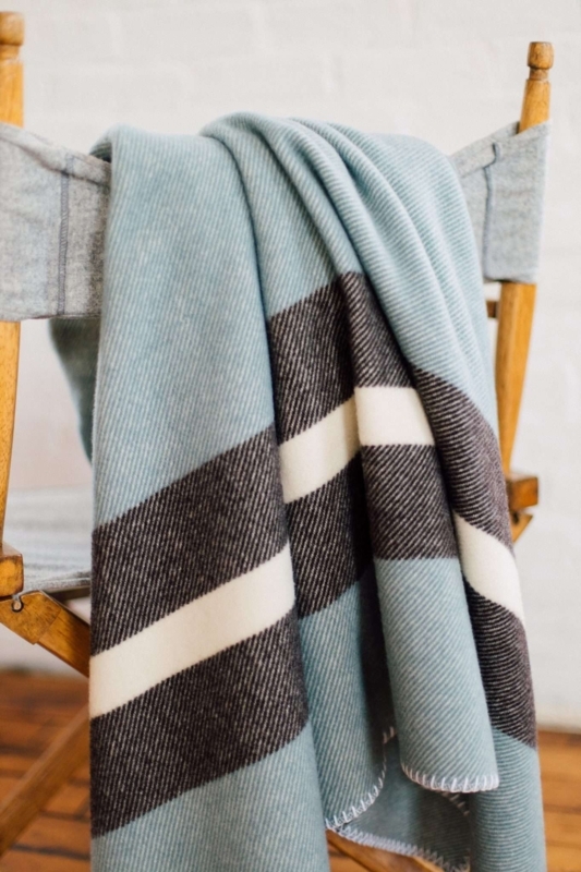 Woven Throw Blanket Broad Stripes Twisted Fringe, Striped Wool Throw