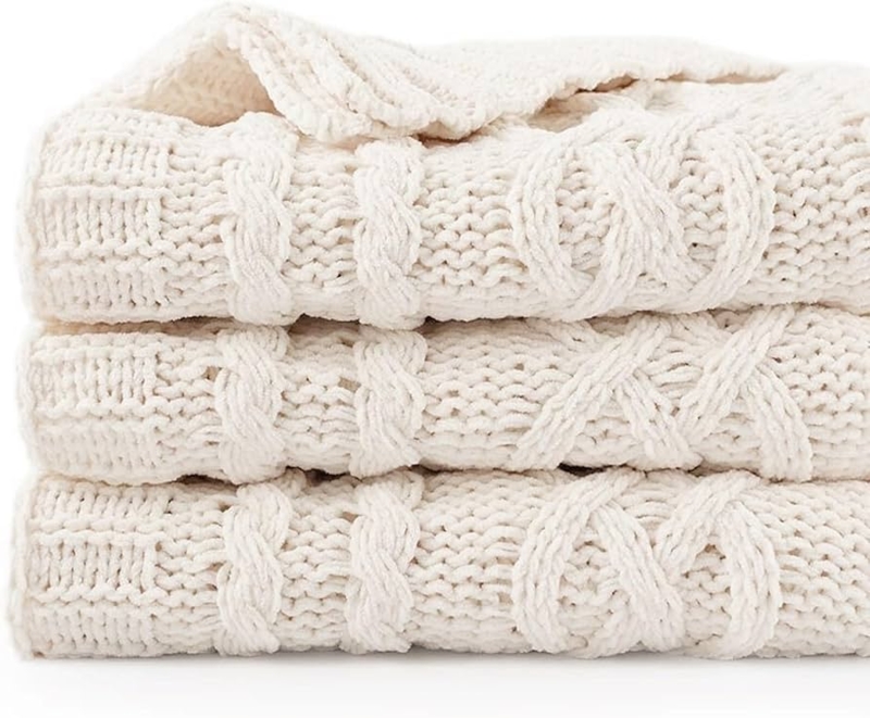 Woven Throw Blanket featuring Waffle Weave Texture and Fringe Tassels