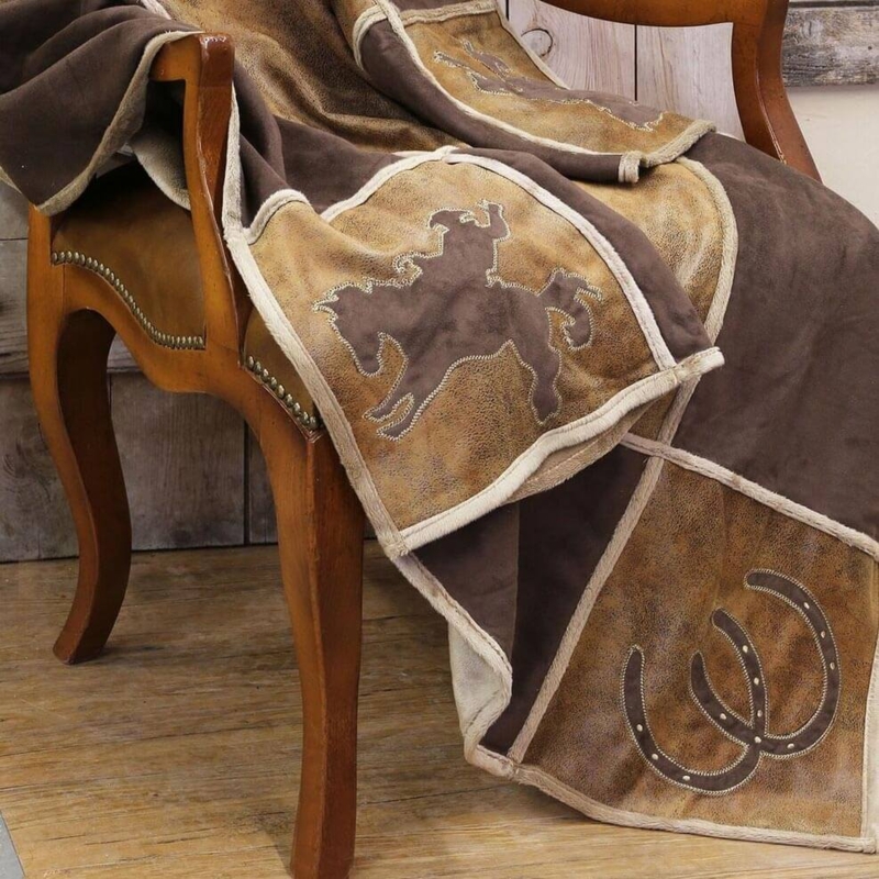 Woven Wilderness Throw Blanket Fringed Scenic Motif Geometric Border