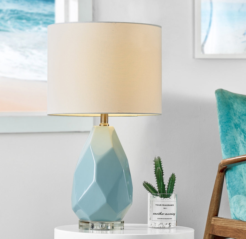 23" Modern Glam Ceramic And Crystal Table Lamp For Living Room/bedroom   4modernhome