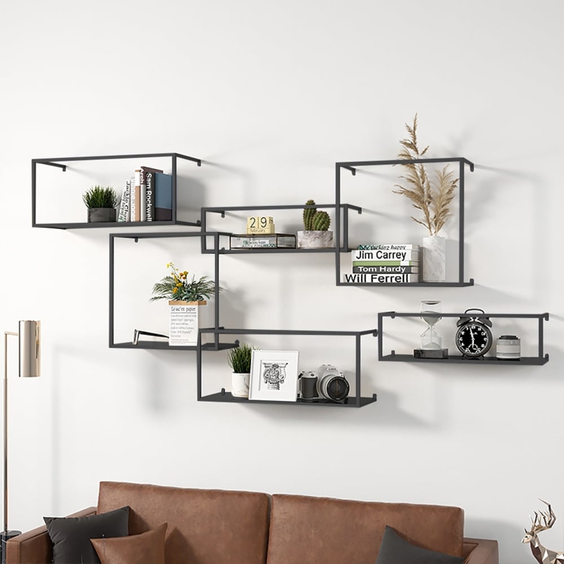Abstract Geometric Modular Frames Floating Shelf Set