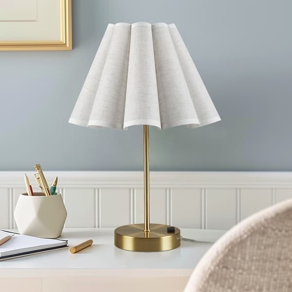 Accent Table Lamp Tapered Base White Pleated Shade Outlet